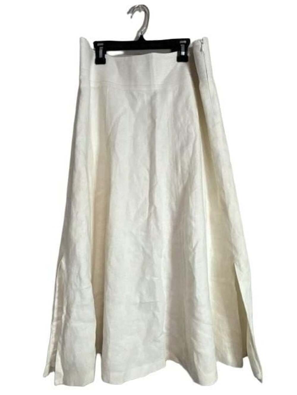 Talbots 100% Irish Linen White Flared Midi Length Skirt Sz 12